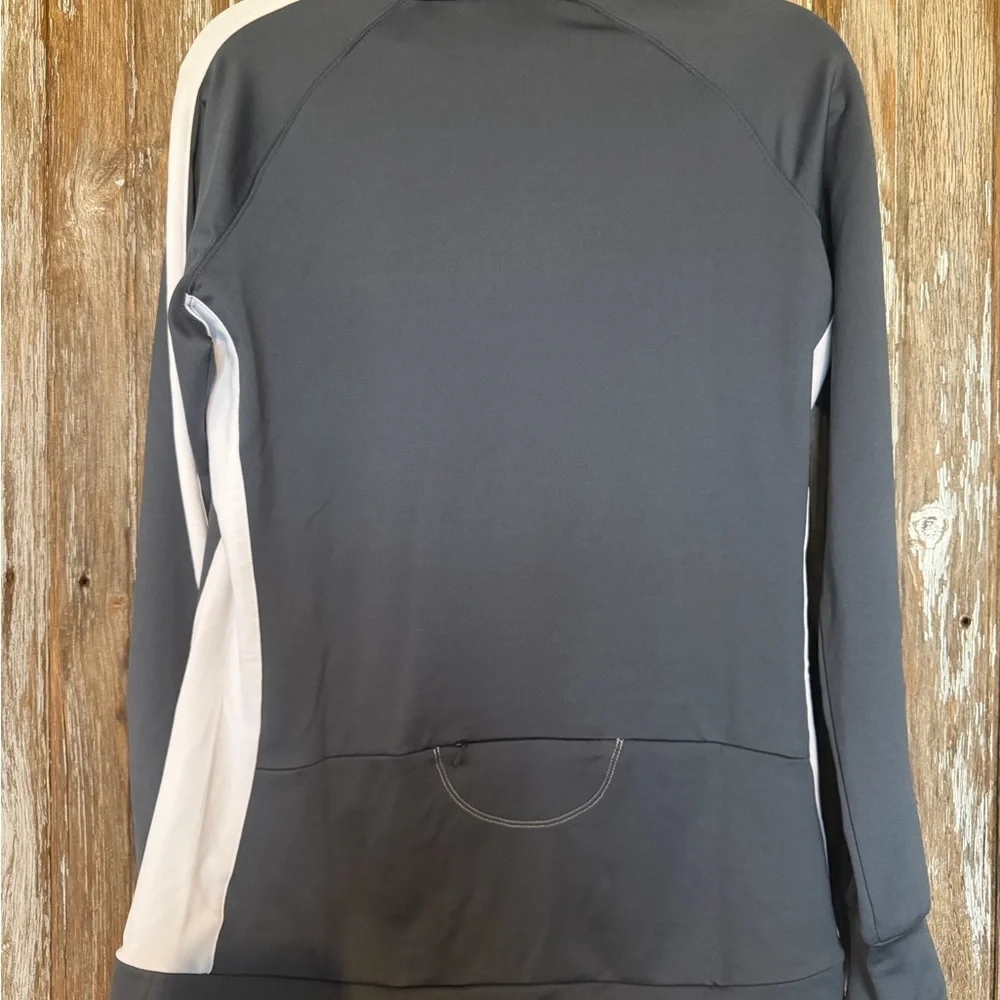 ALO Women's Gray Full-Zip Athletic Jacket with White Panels, size xl